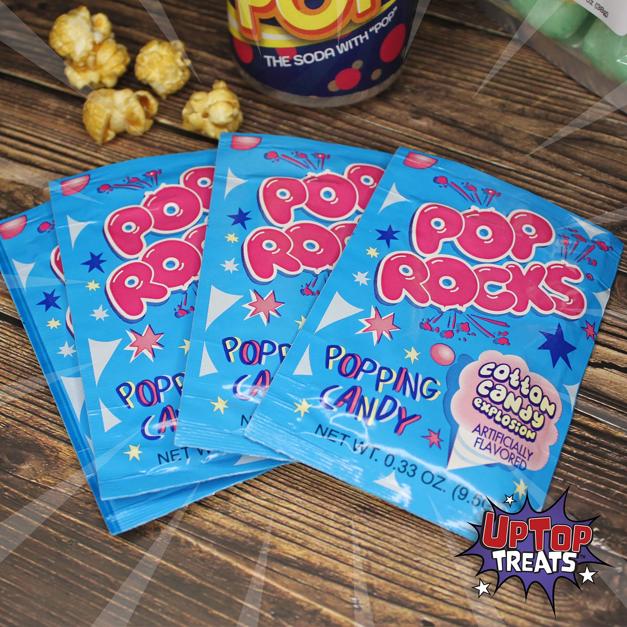 UpTop Treats Cotton Candy POP ROCKS Candy | Includes 4 Individual Packs of Cotton Candy Flavored Mini Rock Popping Candies