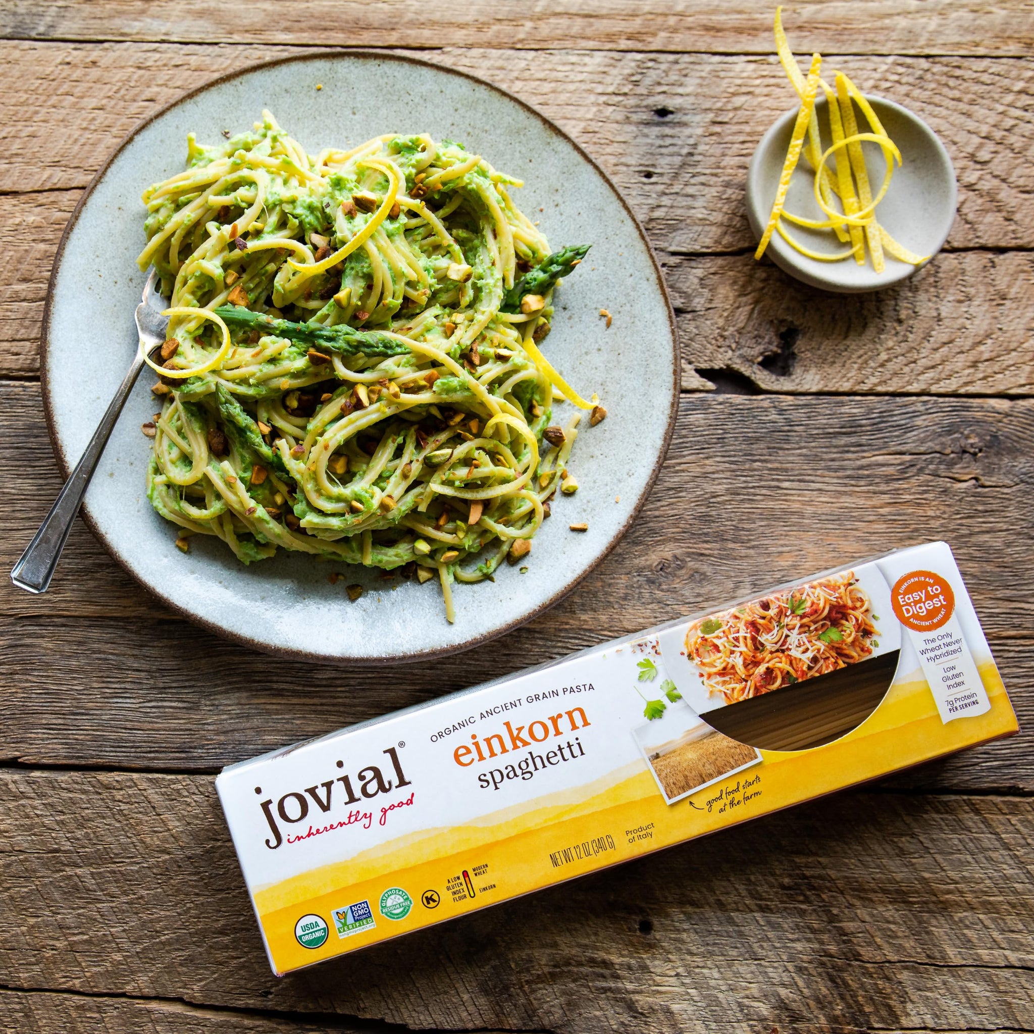 Jovial Einkorn Organic Spaghetti Pasta - Spaghetti Pasta Noodles Thin, Dry, 7g Protein Per Serving, Crafted in Italy, USDA Organic, Non GMO