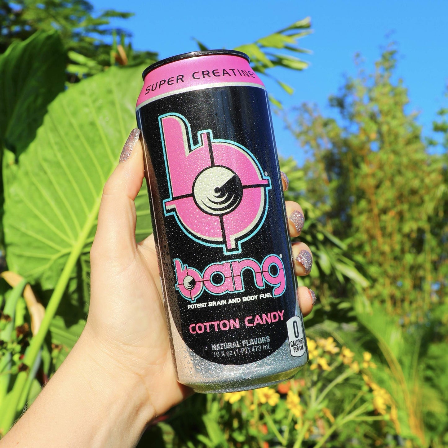 Bang Cotton Candy Energy Drink, 0 Calories, Sugar Free with Super Creatine, 16oz, 4 Count