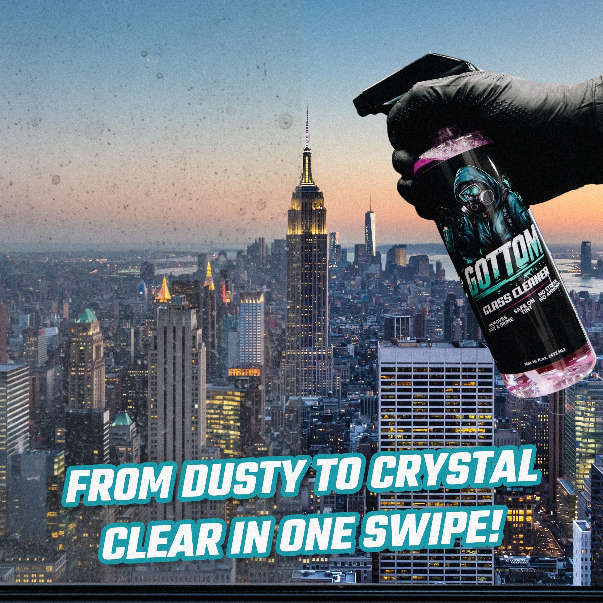 Gottom Glass Cleaner - 128oz, Ammonia Free, Streak-Free Window & Glass Cleaner, Safe on Tint - Perfect for Mirrors, Windows, & Glass Surfaces