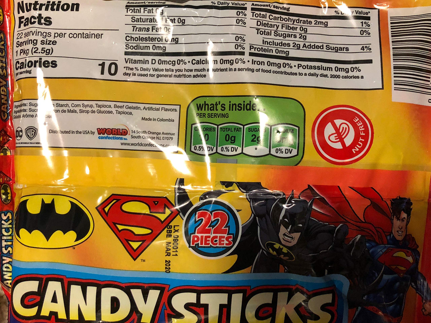 Candy Sticks Candy For Kids; Classroom Gifts; Snack Pack Bundle, Party Favors, Treats, Lunchbox; Individually Boxed Candy Sticks; Batman, Spiderman
