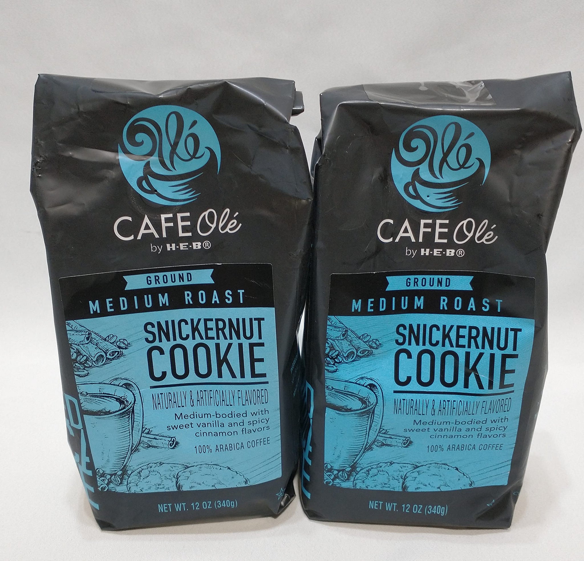 HEB Cafe Ole Snickernut Cookie ground coffee, medium roast 12oz 2pk, 2