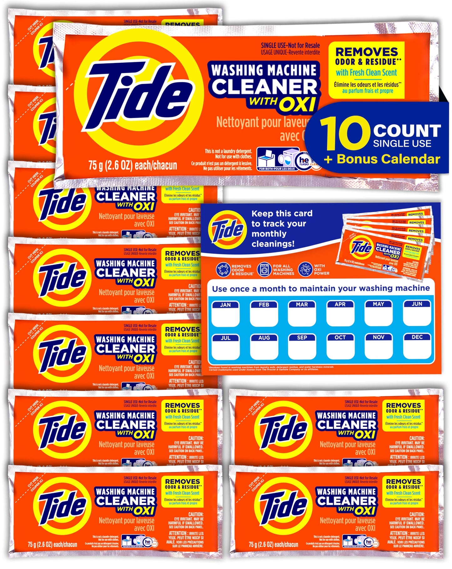 Washing Machine Cleaner by Tide, Washer Machine Cleaner with Oxi for Front and Top Loader Washer Machines, Deep Cleaning Residue & Odor Eliminator, 10