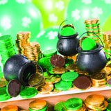 Fun Express Chocolate Coins Bulk Pack - 1 Pound Green Foil Wrapped Gold Coin Candy for St Patrick's Day Parties | Individually Wrapped Milk Chocolate