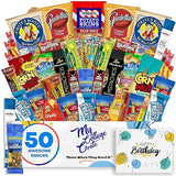 College Birthday Men's Hearty Snack Box ( 50 Piece Variety Gift Basket Care Package ) Jerky, Nuts, Chips, Pretzels, Variety Pack - My College Crate