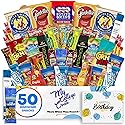 College Birthday Men's Hearty Snack Box ( 50 Piece Variety Gift Basket Care Package ) Jerky, Nuts, Chips, Pretzels, Variety Pack - My College Crate