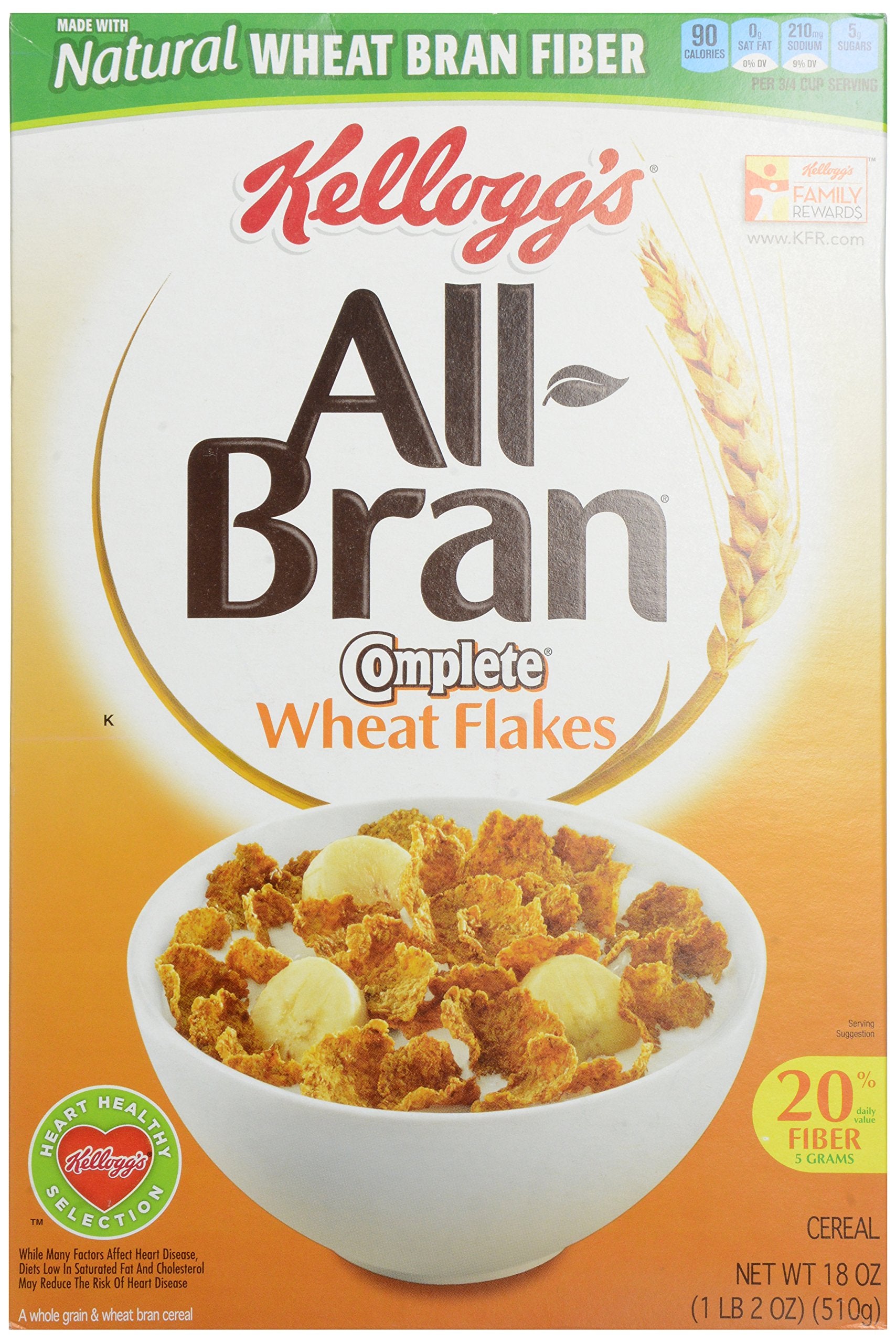 All-bran Kellogg's All-Bran Complete Wheat Flakes Cereal, 18 oz