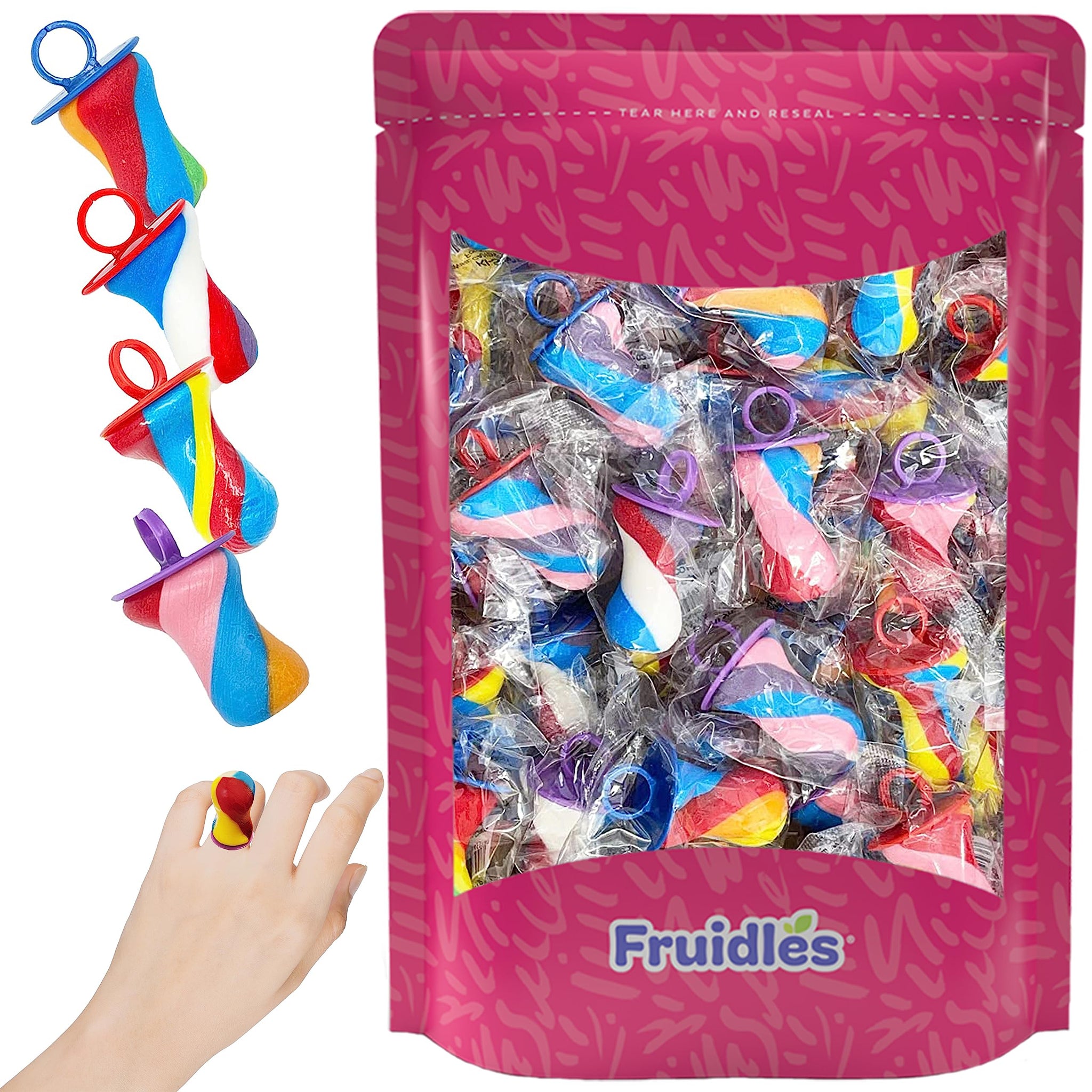 The Dreidel Company Swirl Sucker Candy, Rainbow Swirl Rings Candies, Mixed Fruit Flavor, Individually Wrapped Sucker (Pacifier Swirl Sucker, 10-Pack