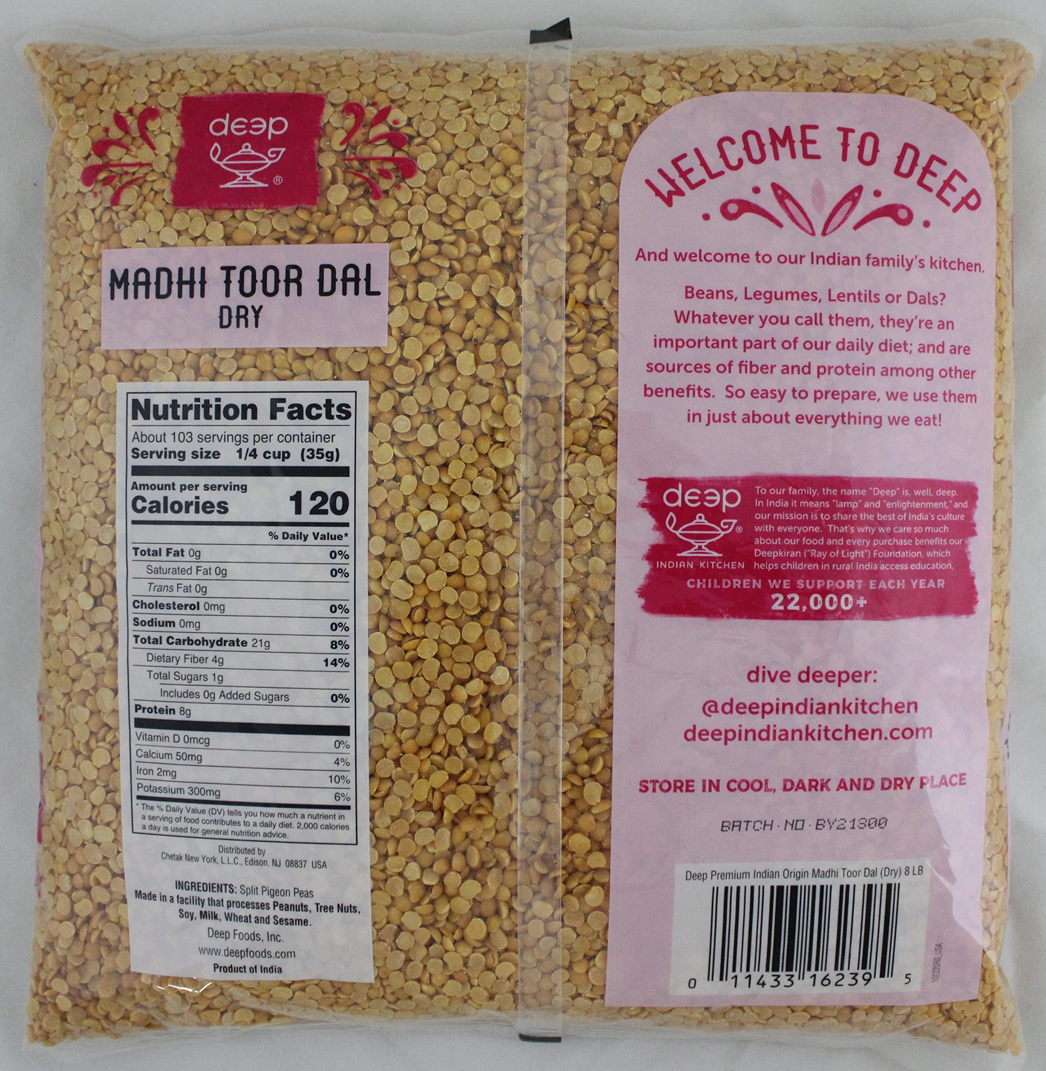 Madhi Toor Dal Dry Premium Indian Origin (8lb)