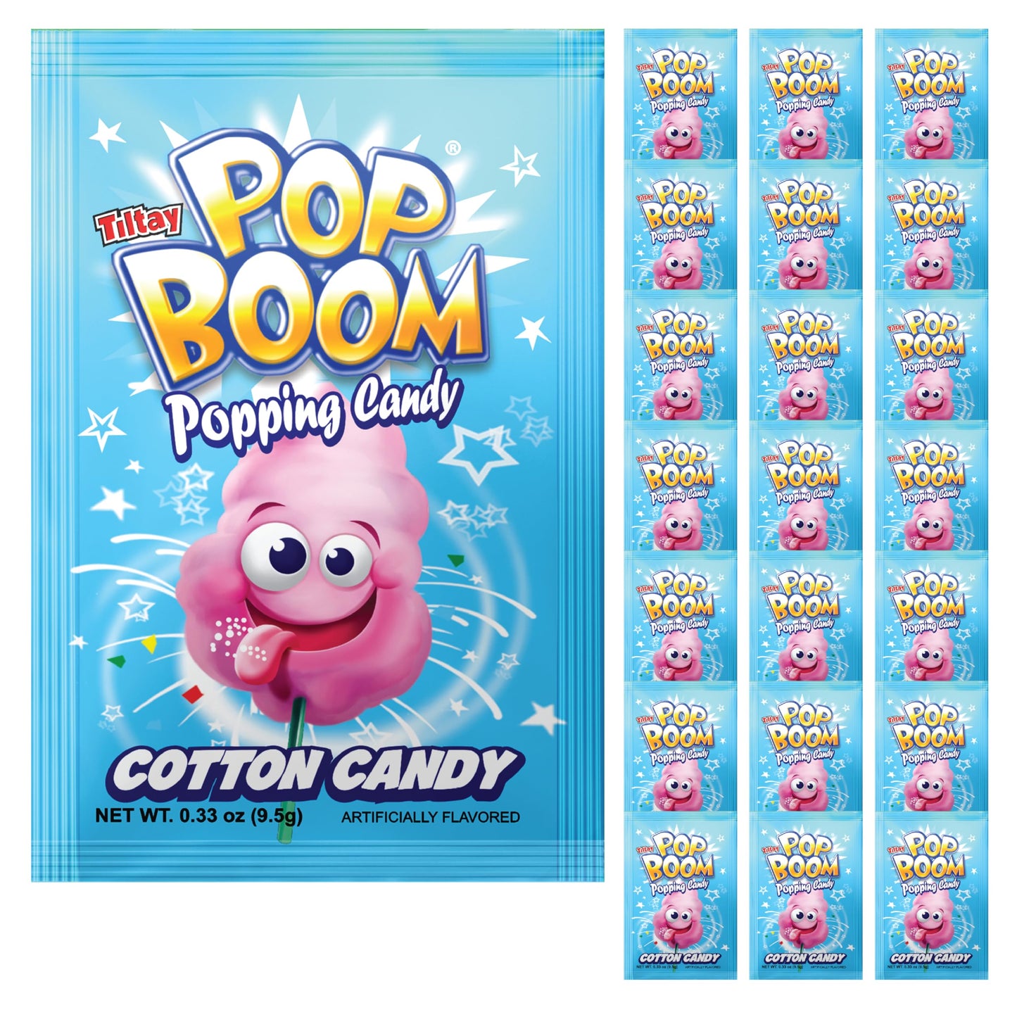 Pop Boom - Cotton Candy Flavor Popping Candy 24 Packs with display box