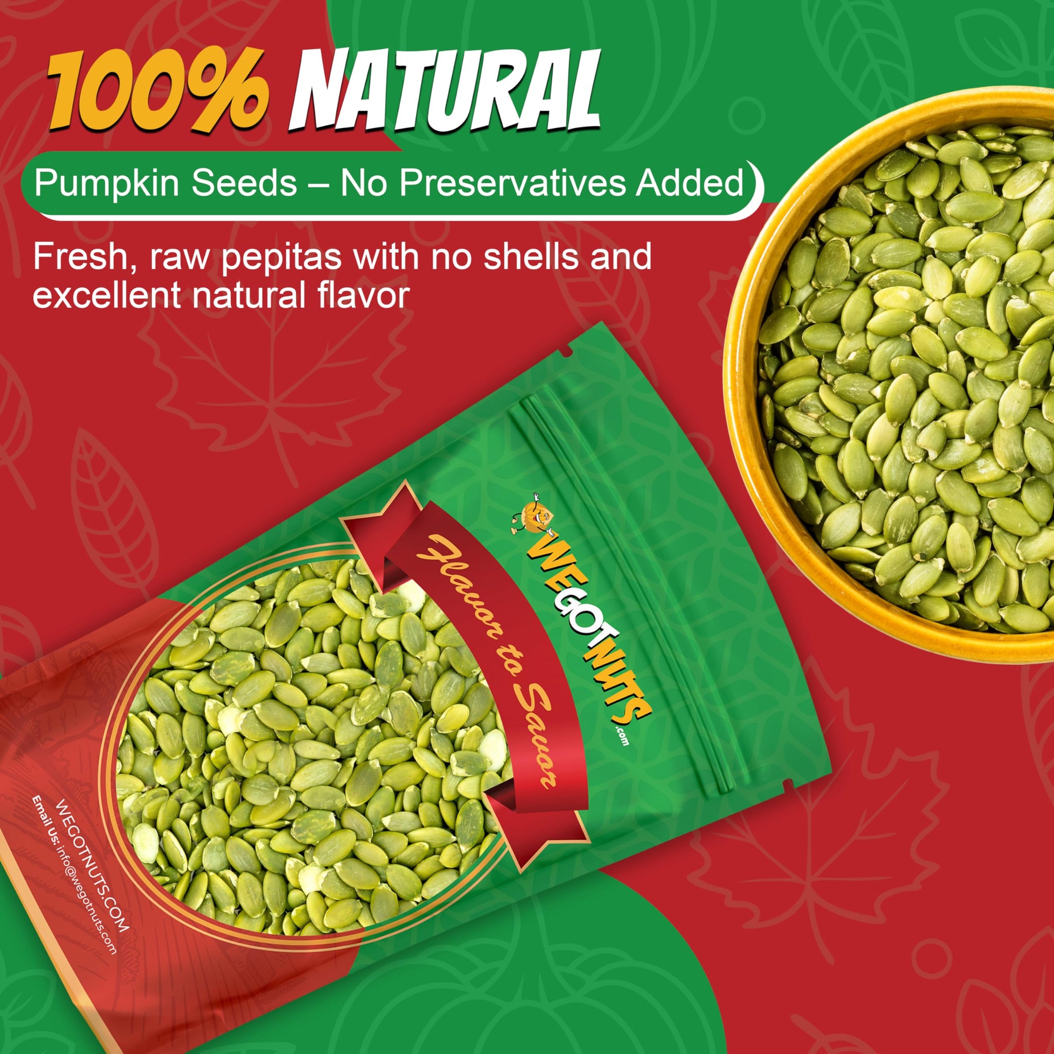We Got Nuts Pumpkin Seeds Healthy Snacks 4 Lbs (64oz) Bag | Raw Pepitas No Preservatives Added, Non-GMO, 100% Natural With No Shell | For Baking