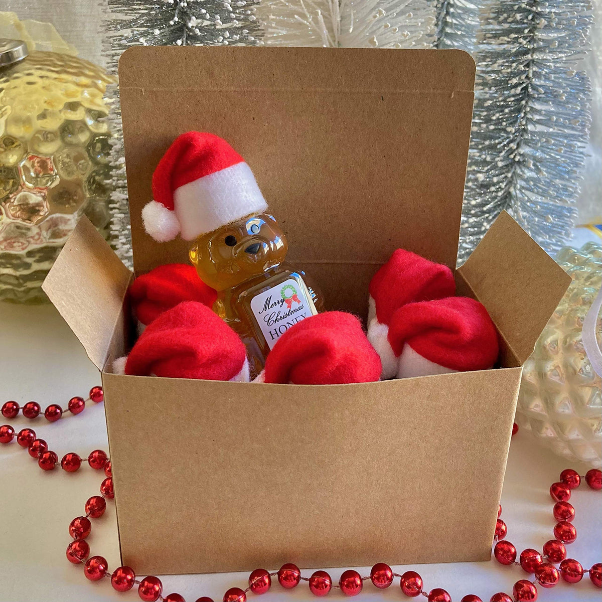 Santa Bears By HoneyGramz - Perfect Stocking Stuffer, Party Favor, or Table Decoration - 6-pack