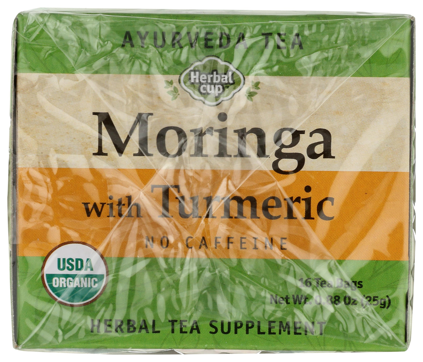 Herbal Cup Ayurveda Moringa Tea, Organic Turmeric, No Caffeine Herbal Teas (16 Count, Pack of 1)
