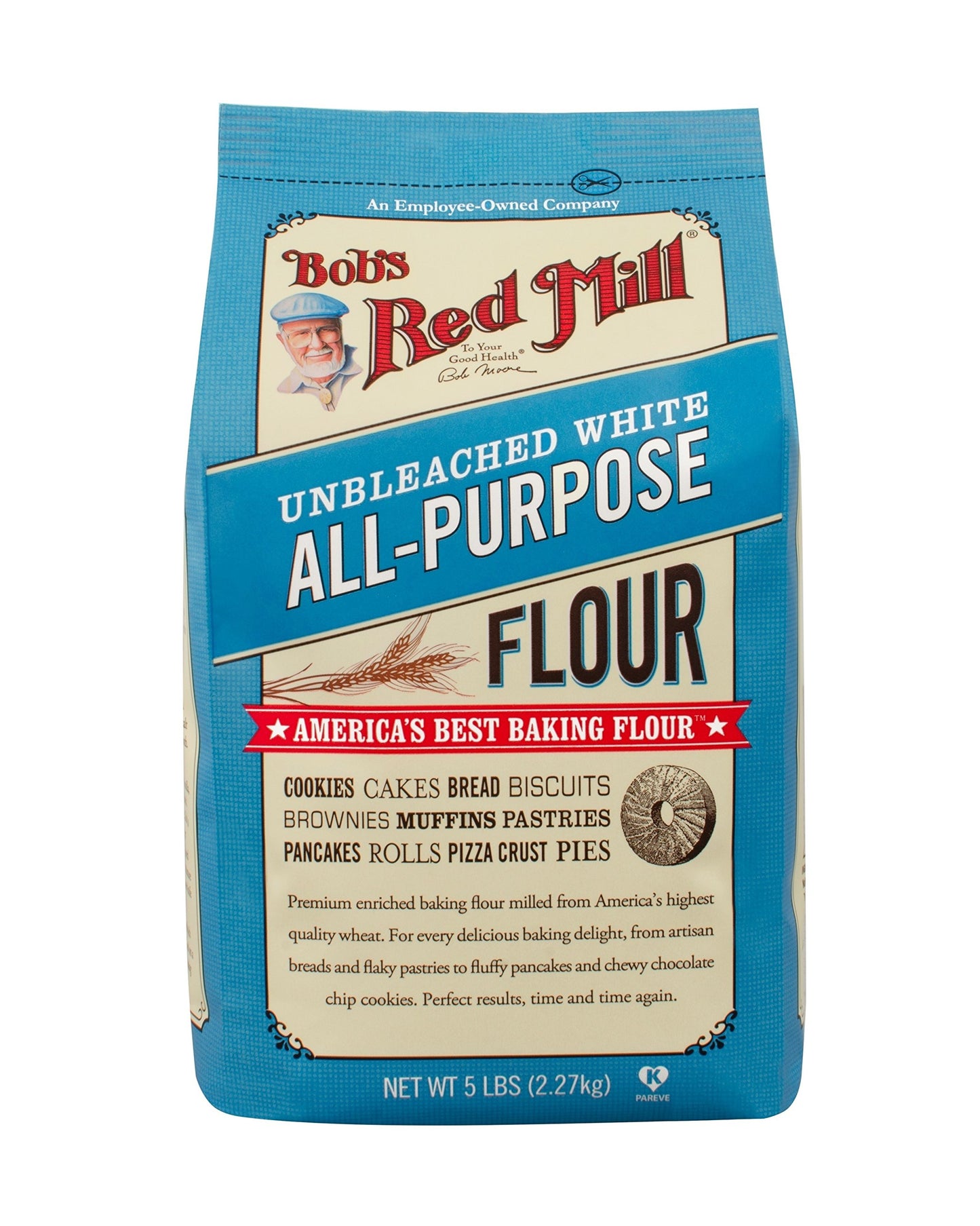 Bob's Red Mill Unbleached White All Purpose Baking Flour, 5 Pound (Pack of 4)
