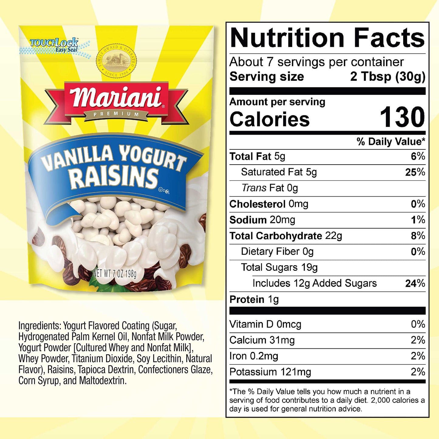 Mariani | Vanilla Yogurt Raisins | Healthy Snacks for Kids & Adults | Gluten Free Snacks | 4 Ounces (Pack of 3)