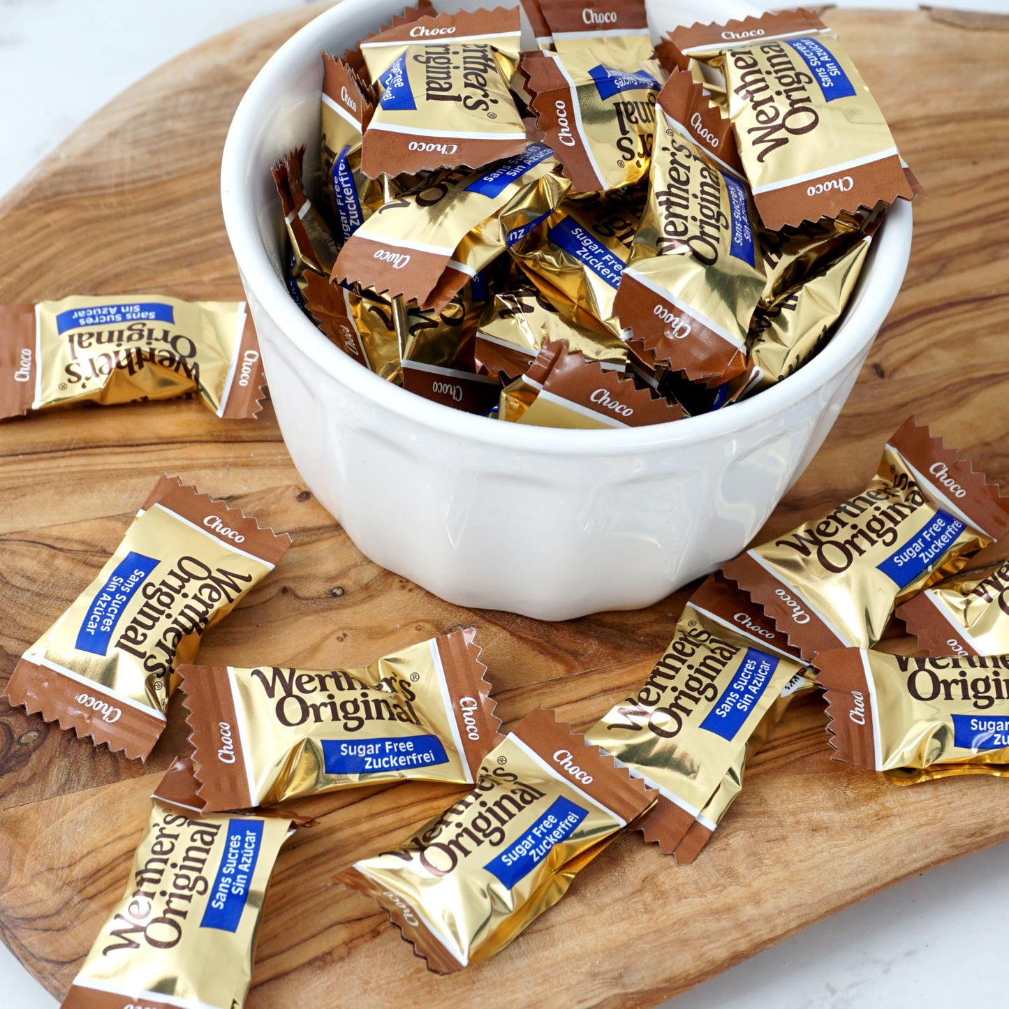 Werthers Sugar Free Hard Candy Chocolate Caramels, 1 Pound Bulk Bag, Individually Wrapped Sugar Free Werthers Candy, The Hampton Popcorn & Candy