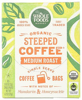 Whole Foods Market, Organic Steeped Coffee, Medium Roast, Notes of Mandarin & Honeysuckle, Single Serve Bags, 10 Count