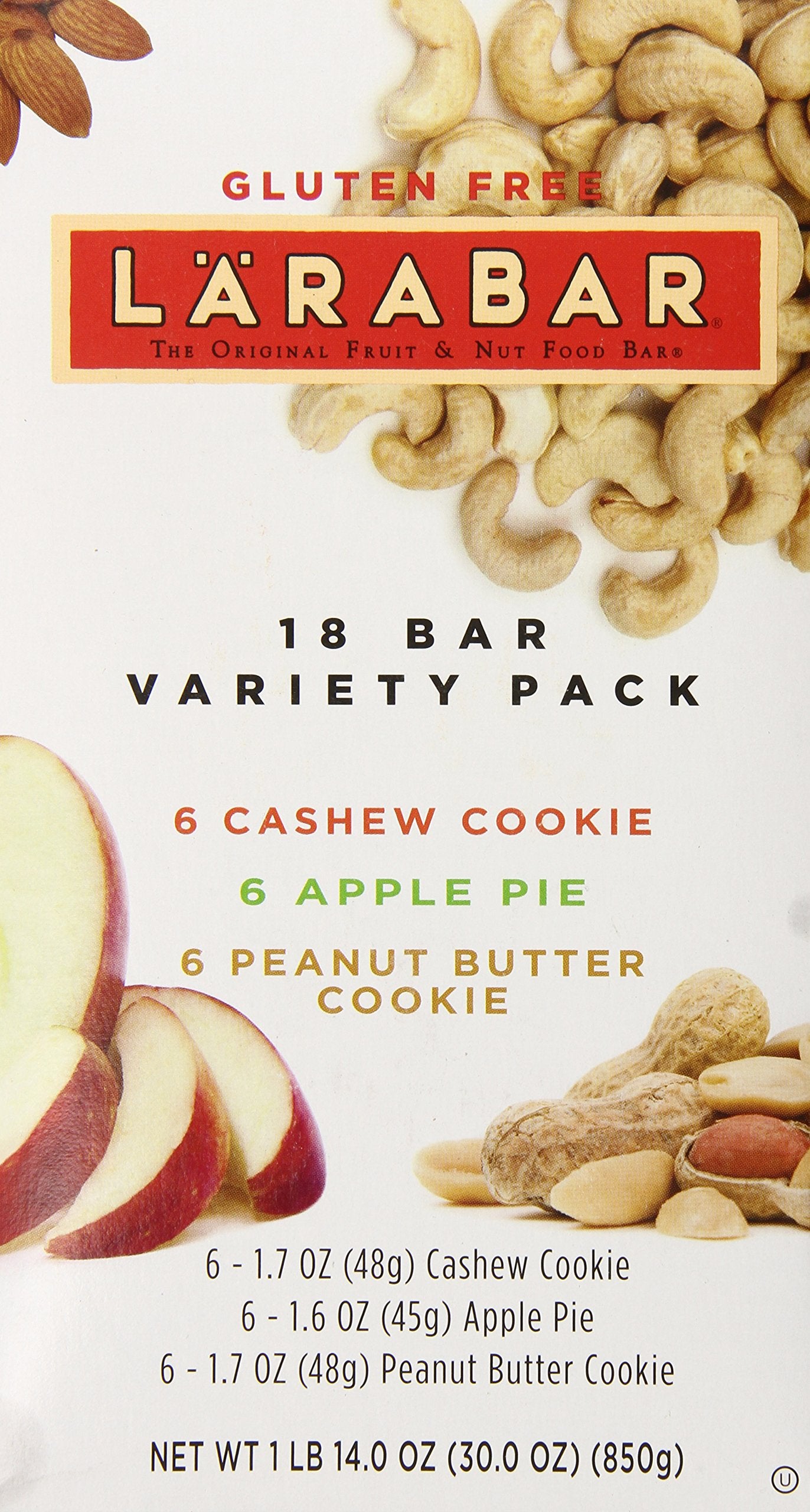 Larabar Gluten Free Variety Pack Peanut Butter Chocolate Chip / Chocolate Chip Cookie Dough 20 ct, 32 oz