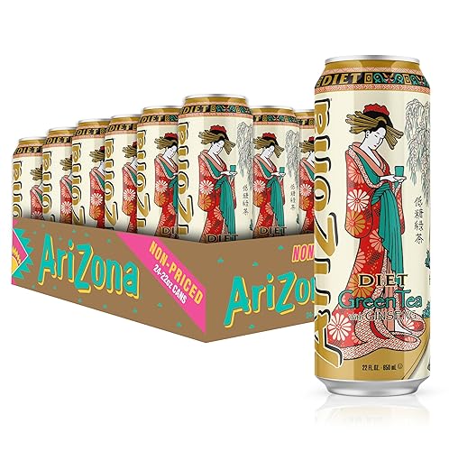 AriZona Diet Green Tea with Ginseng and Honey - Big Can, 22 Fl Oz (Pack of 24)