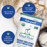 Great River Milling Organic Unbleached Wheat Bread Flour | Artisan Bread Flour for Baking | Multi-Purpose Wheat, Unbromated, Non-GMO, Kosher | 25 Lb
