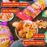 Mac's Hot & Spicy Pork Skins Party Mix - Hot & Spicy Flavored Chicharrones Pork Rinds - Party Snack - 4oz (9-Pack Party Mix)