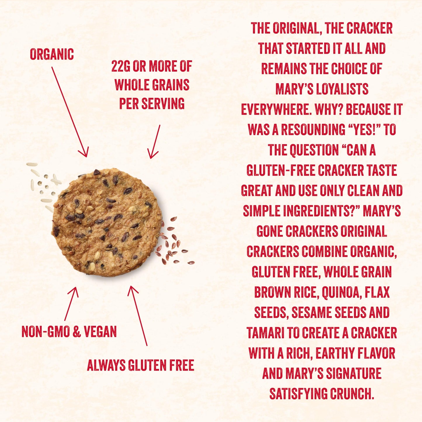 Mary's Gone Crackers Organic Original Crackers - Gluten-Free, NON-GMO, Vegan & Whole Grain, 4 Ounce (Pack of 1)
