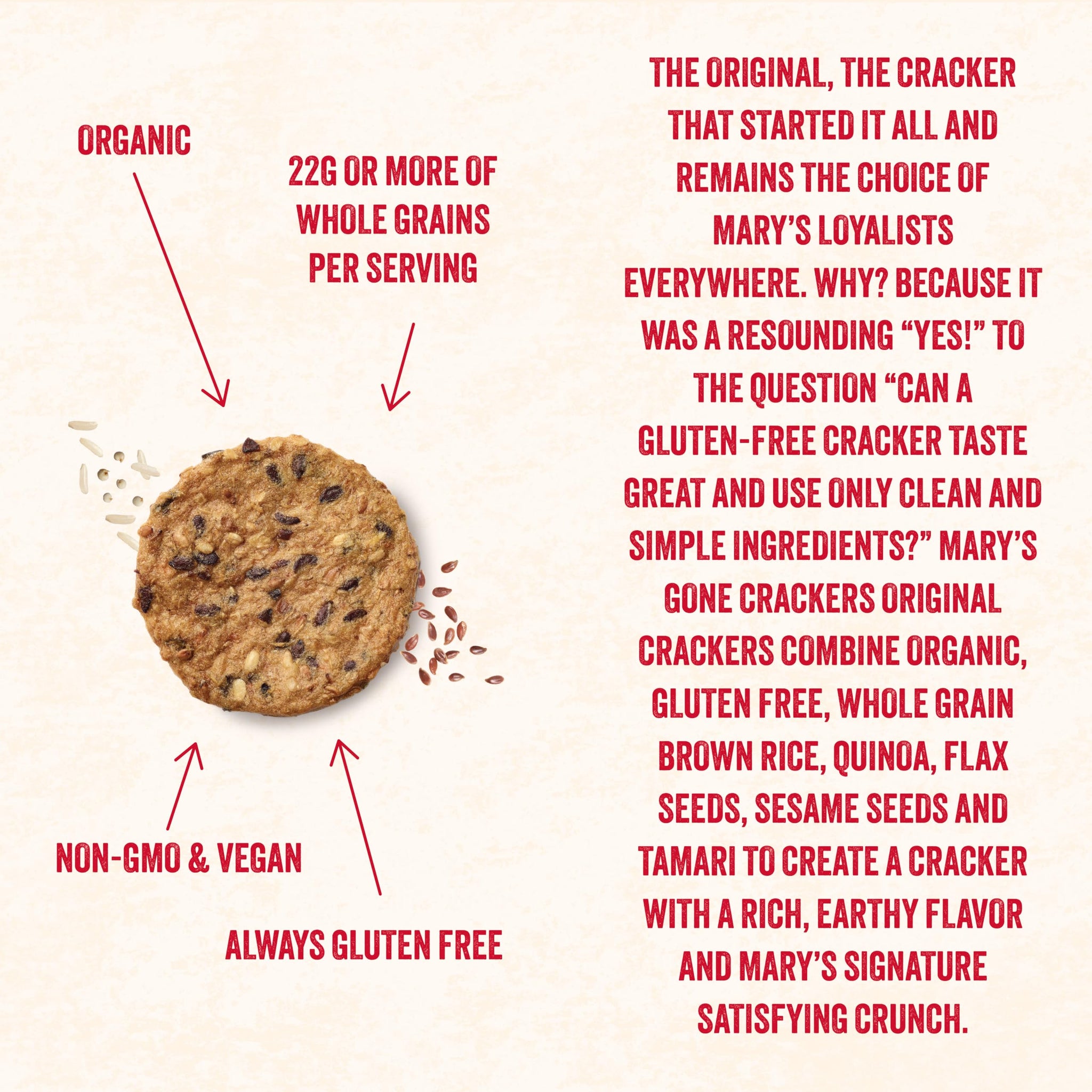 Mary's Gone Crackers Organic Original Crackers - Gluten-Free, NON-GMO, Vegan & Whole Grain, 4 Ounce (Pack of 1)