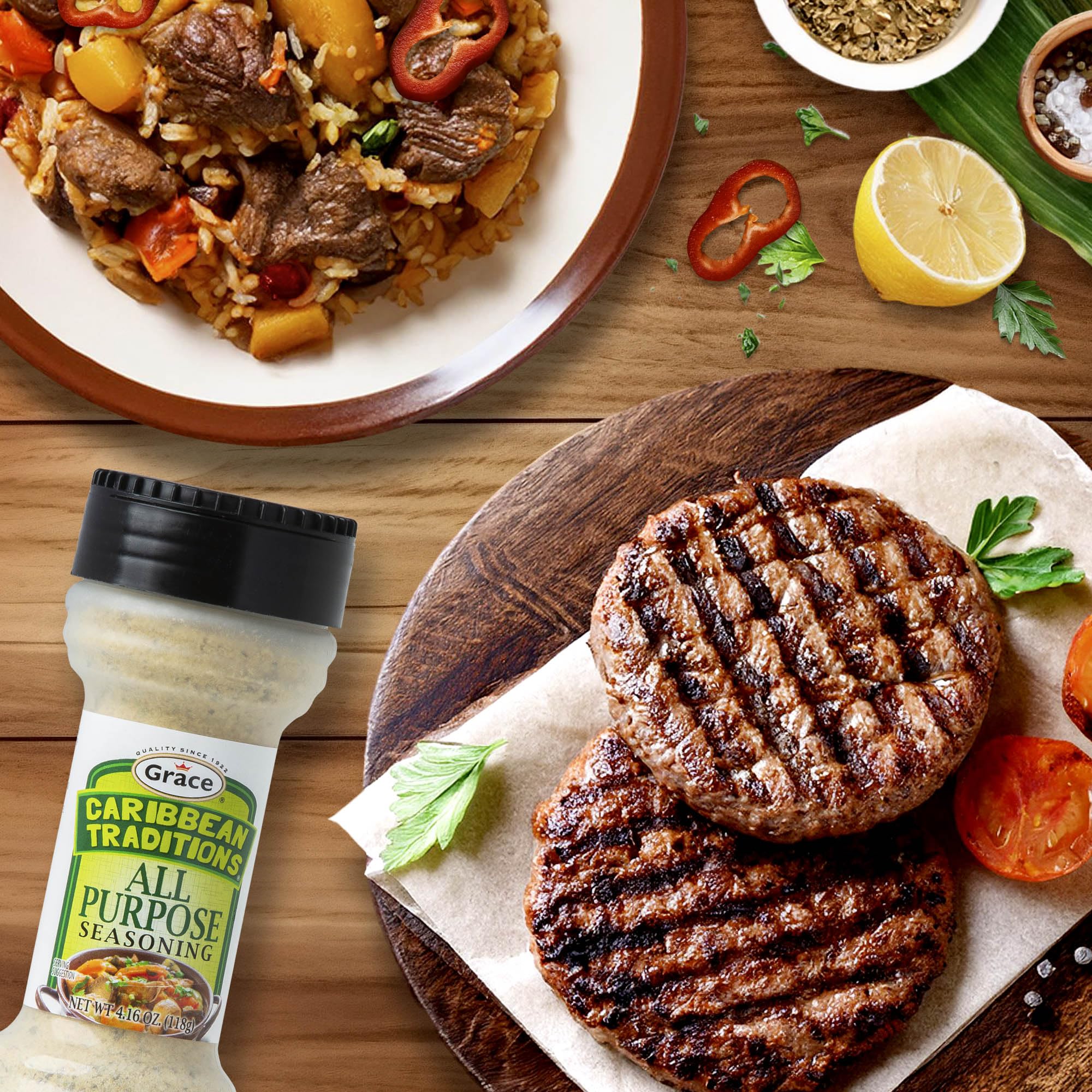 Grace Caribbean Tradition All Purpose Seasoning - 2 Pack - All Spices & Seasonings for Cooking - A Complete Veggie Blend - The Best Jamaican