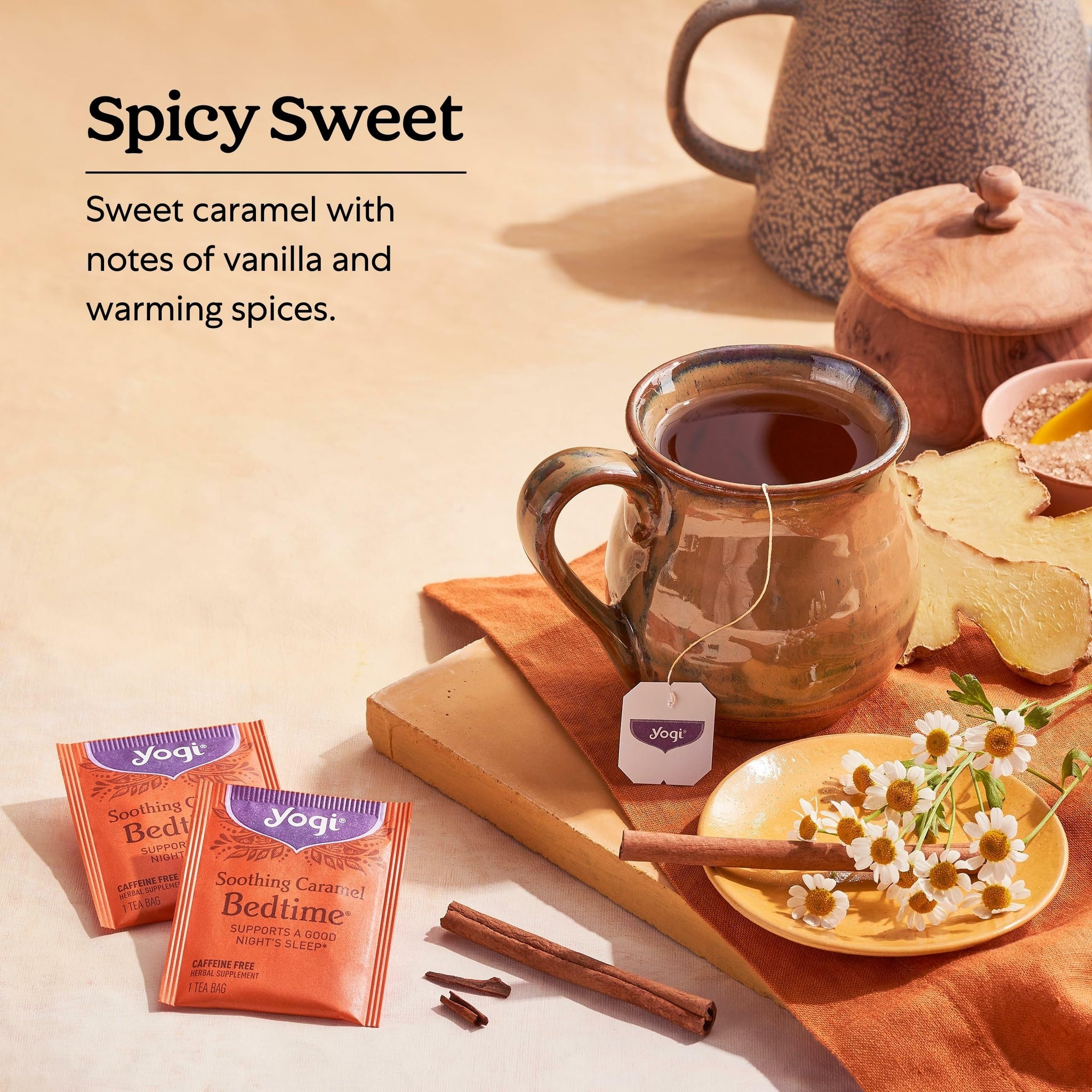 Yogi Tea Soothing Caramel Bedtime Tea - 16 Tea Bags per Pack (6 Packs) - Calming Sleep Tea - Supports Good Sleep - Includes Chamomile Flower, Rooibos