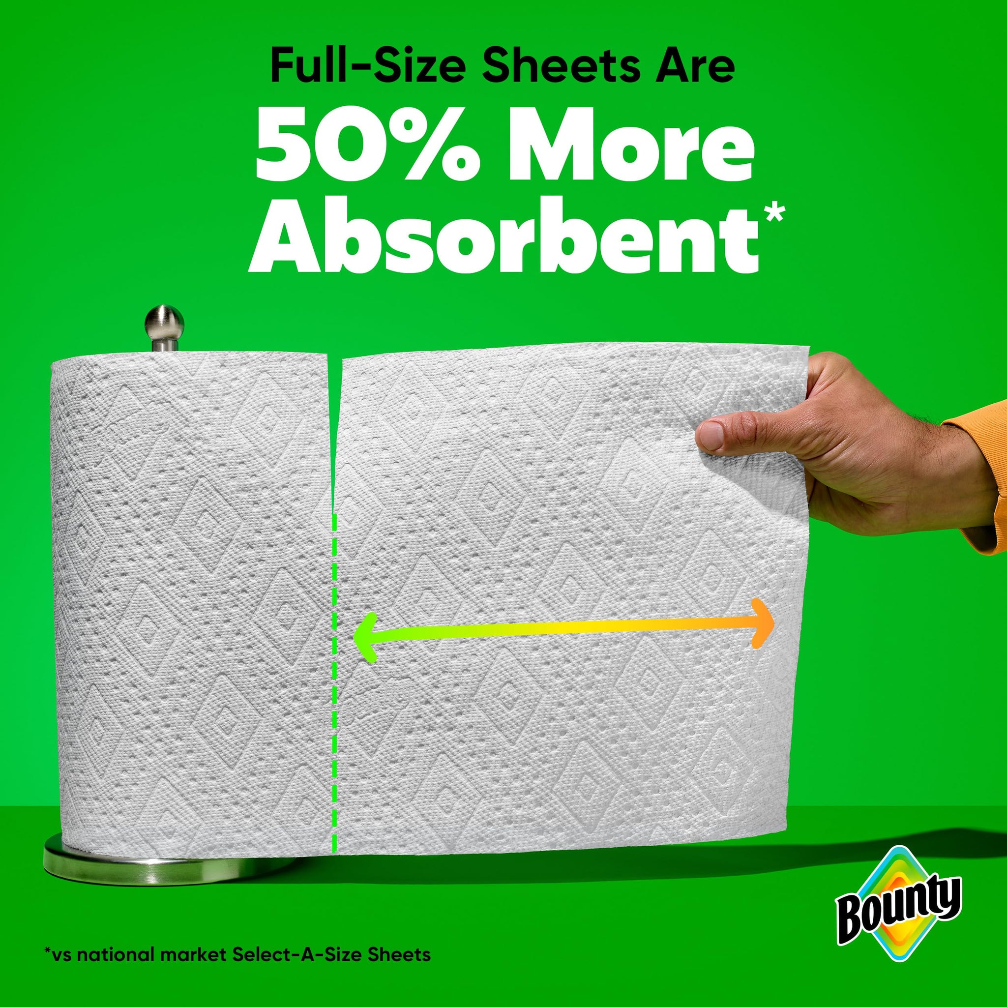 Bounty Full Sheet Paper Towels, White, 2 Triple Rolls = 6 Regular Rolls (Packaging May Vary)