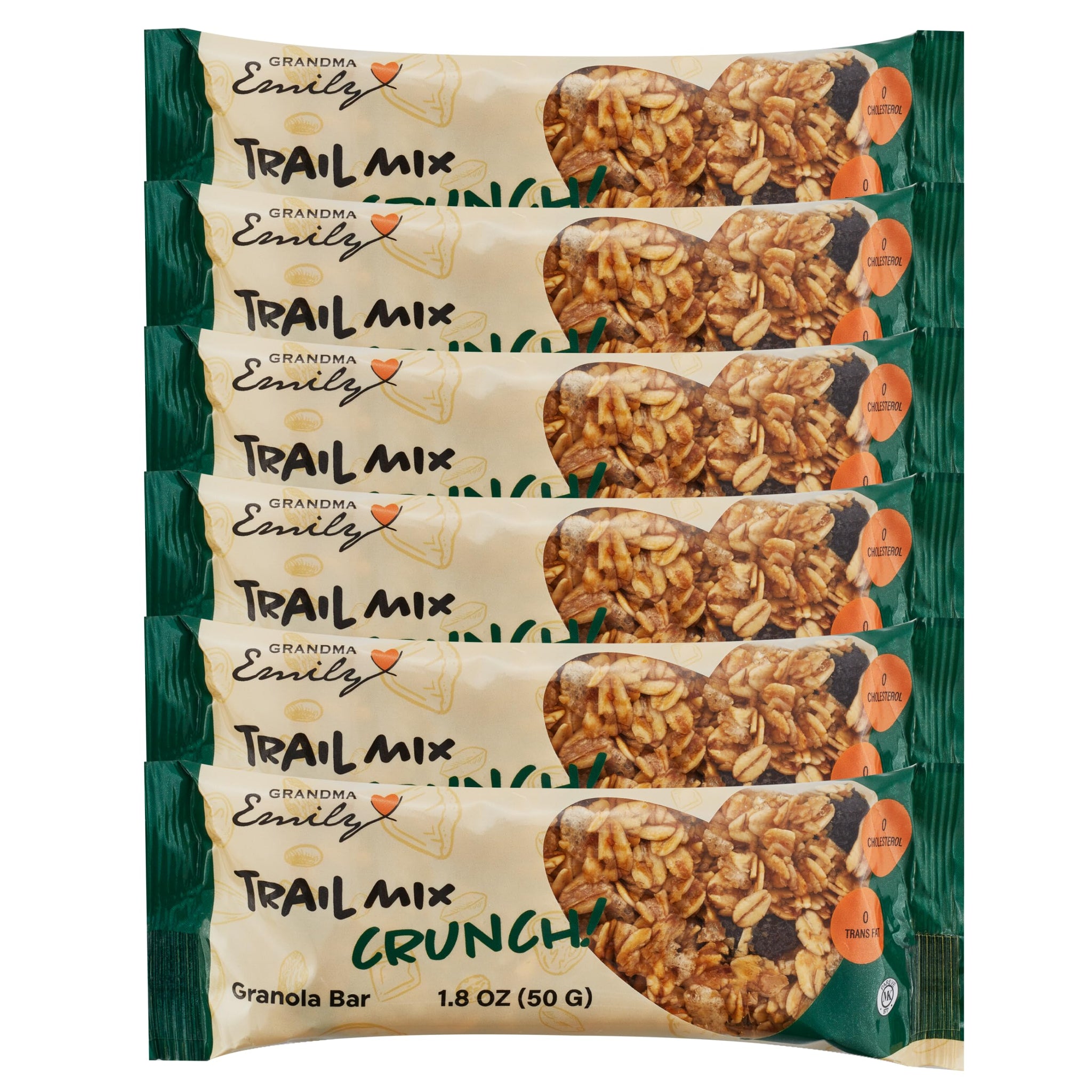 Grandma Emily Crunch Trail Mix Granola Bars with Oats, Nuts and Dried Fruit, 1.7 ounce (Pack of 6)