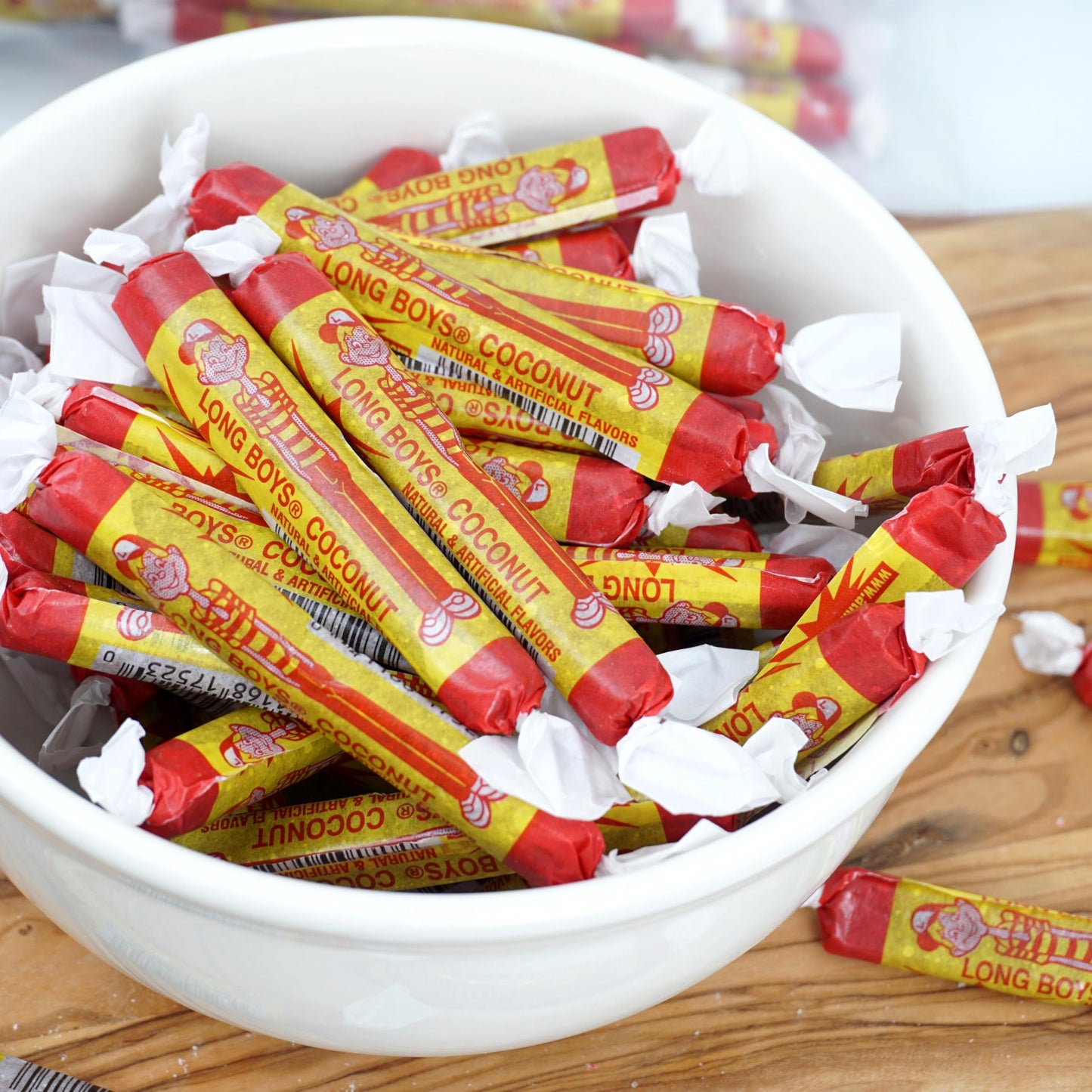 Long Boys Coconut Candy, 1 Pound Bag (Approx. 40 pieces), Coconut Long Boys Candy, The Hampton Popcorn & Candy Company