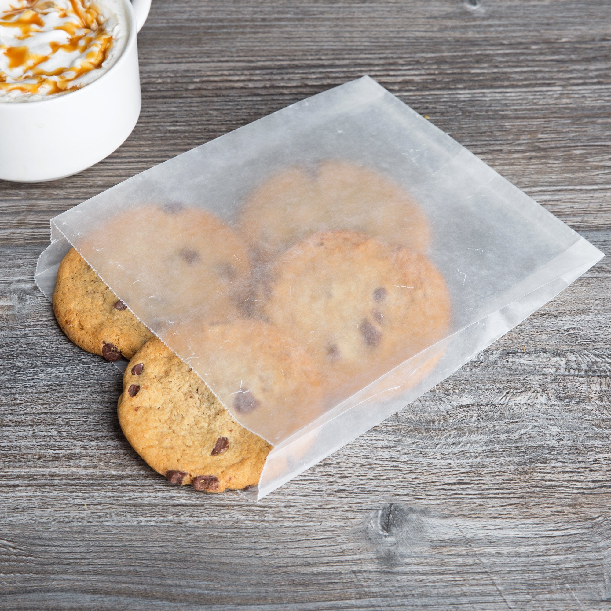 Shop$Save Flat Glassine Wax Paper Sandwich Bags, 6 x 7 x 3/4 Inch - Grease-Resistant Semi-Translucent Waxed Bags for Cookies, Treats, Baked Goods