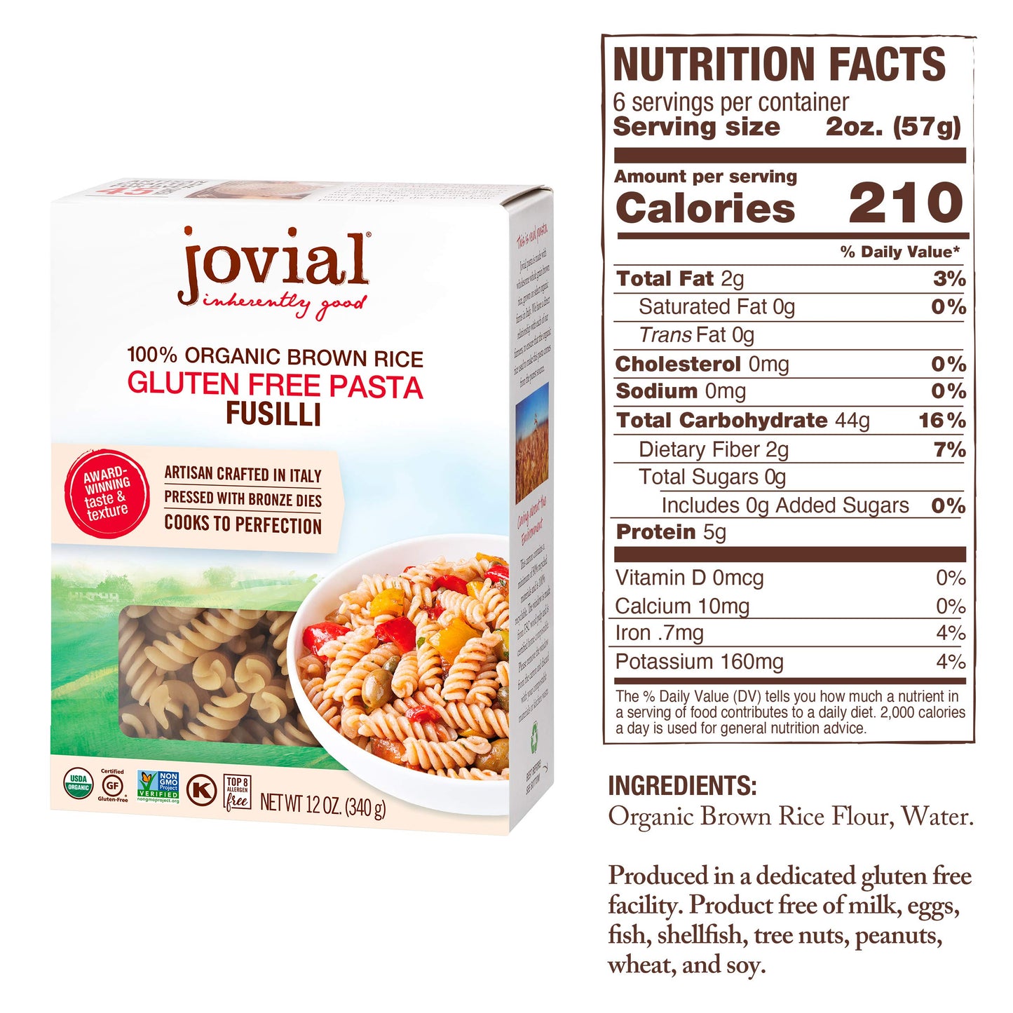 100% Organic Brown Rice Pasta; Fusilli