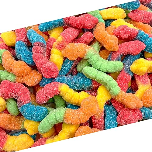 Sour Gummy Worms Candy | 1 Pound Bag | Assorted Fruit Flavored | Sour Gummies with Chewy Texture | Neon Gummi Worms for Parties, Snacking, and Buffets