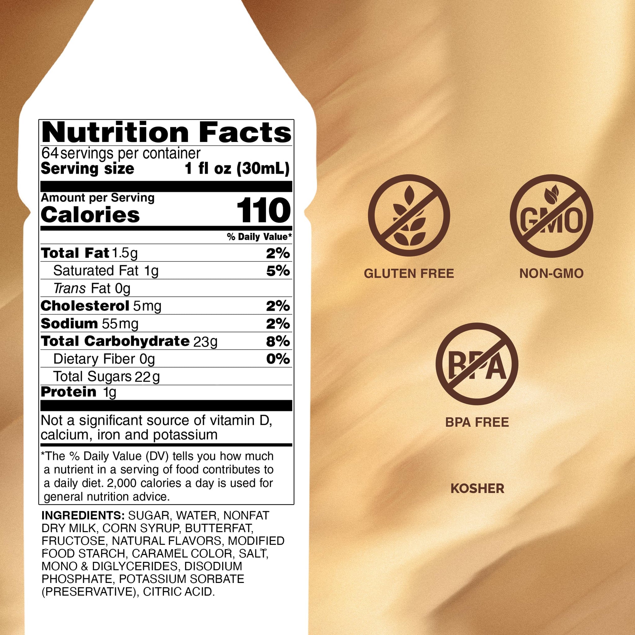 Monin - Gourmet Caramel Sauce, Rich and Buttery, Great for Desserts, Coffee, and Snacks, Gluten-Free, Non-GMO (64 Ounce)