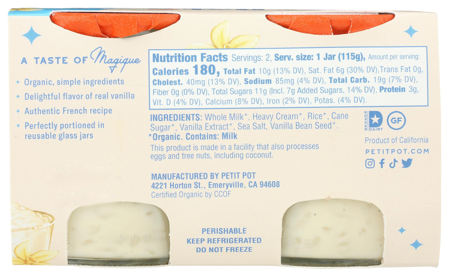 Petit Pot Organic French Rice Pudding, 8 OZ