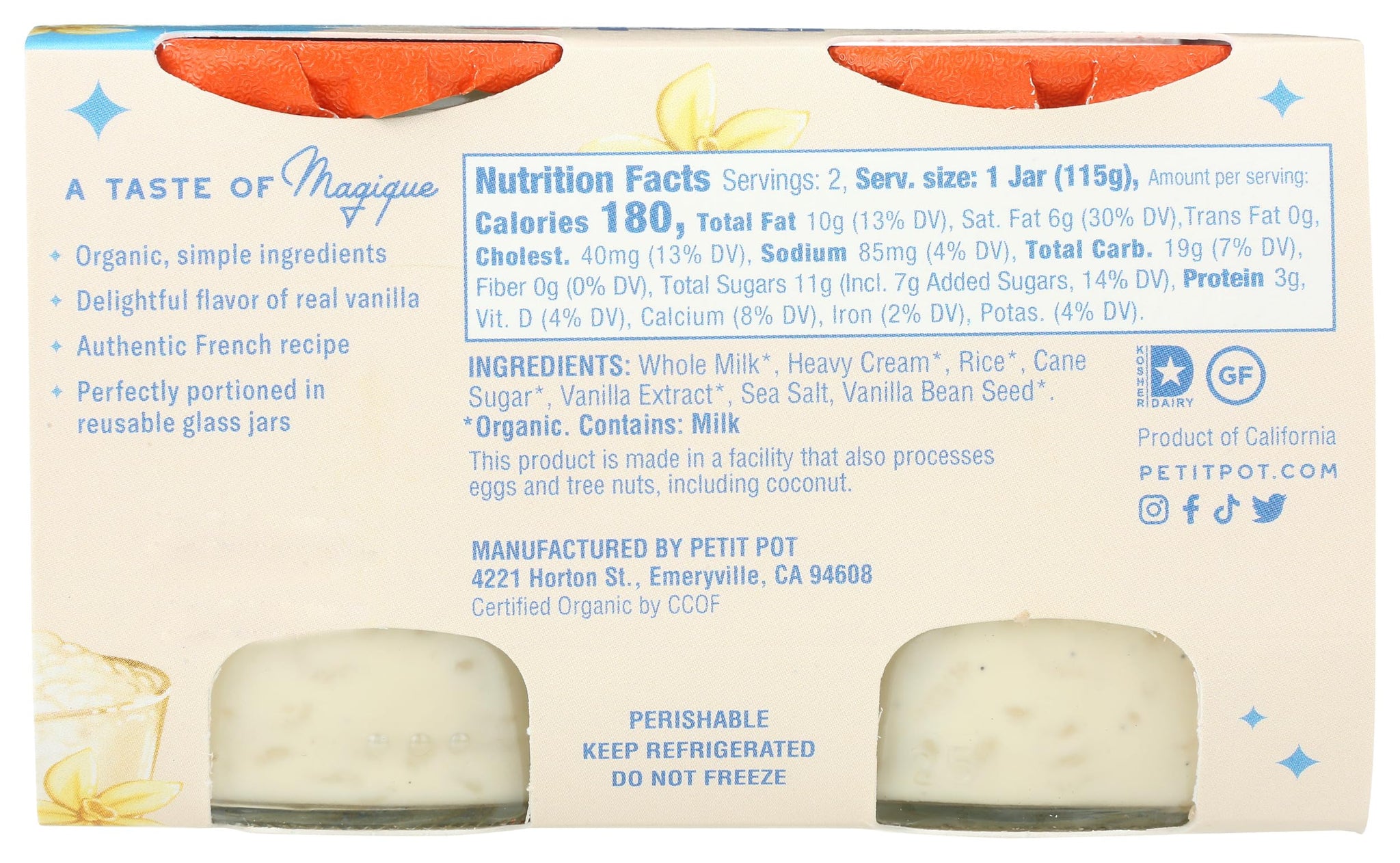 Petit Pot Organic French Rice Pudding, 8 OZ