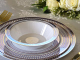 " OCCASIONS " 120 Plates Pack, Heavyweight Disposable Wedding Party Plastic Plates (10.5'' Dinner Plate, Odyssey in White/Blue & Gold)