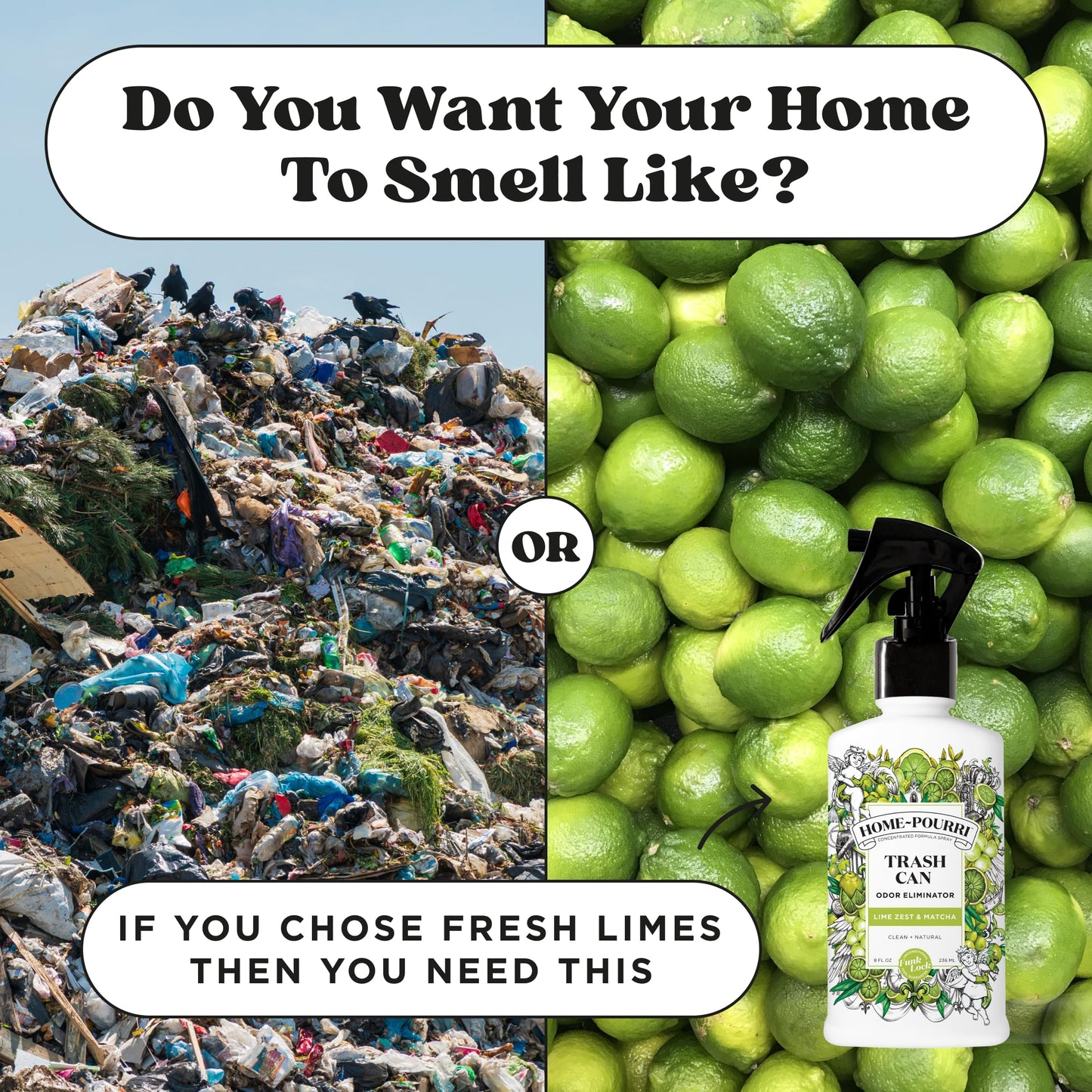 Home-Pourri Trash Can Odor Freshener, 8 Fl Oz - Lime Zest and Matcha