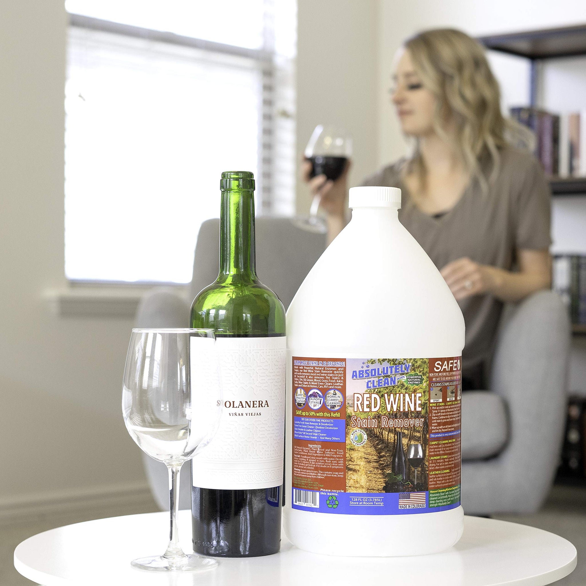 Amazing Red Wine Stain Remover - Natural Enzymes Eliminate Wine Stains Fast - Cleans Carpet, Upholstery, Clothing, Table Cloth & More - USA Made