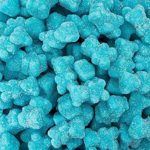 Sour Gummi Bears Candy 2-Pound Bag | Blue Raspberry Chewy Candy | Gelatin Free Blue Gummies for Baby Showers, Gender Reveal, Party Favors, and Buffets