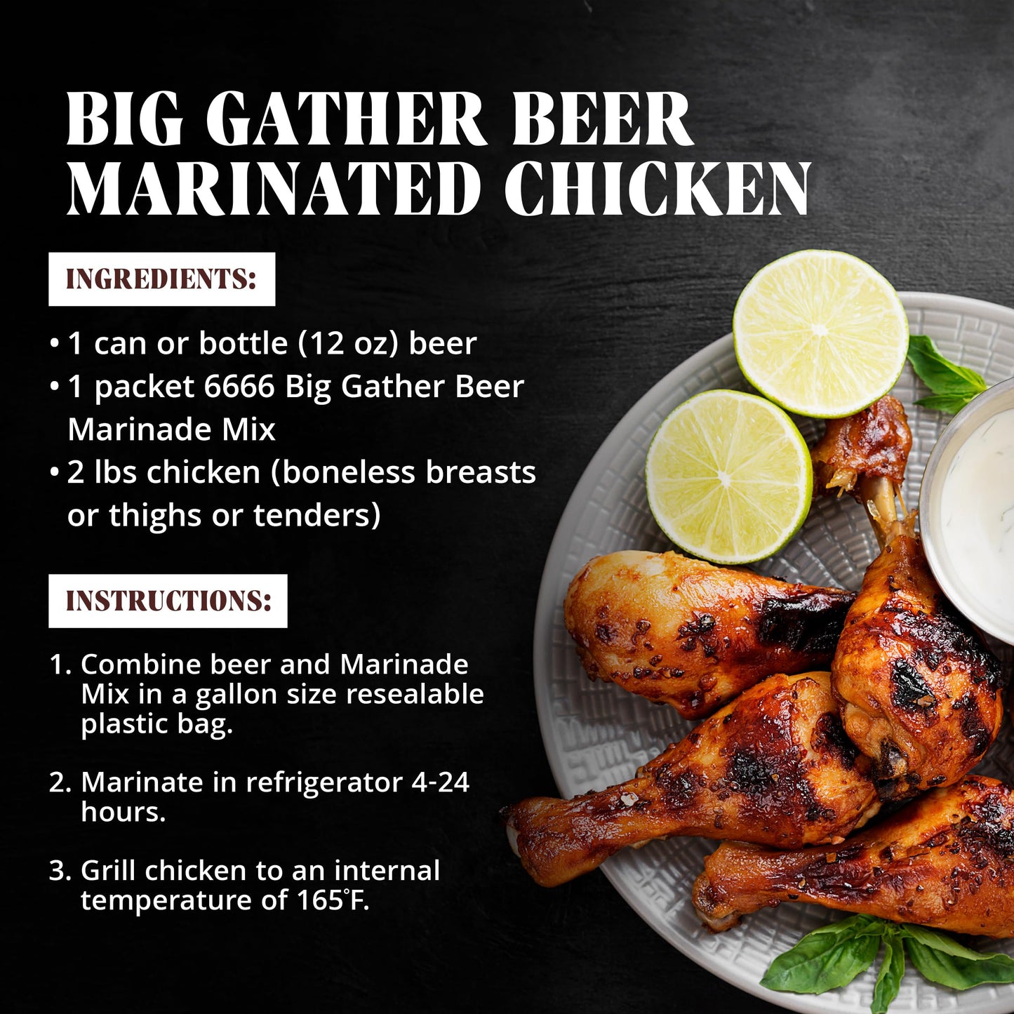 6666 Four Sixes Big Gather Beer Marinade Mix, 1.25 Ounce