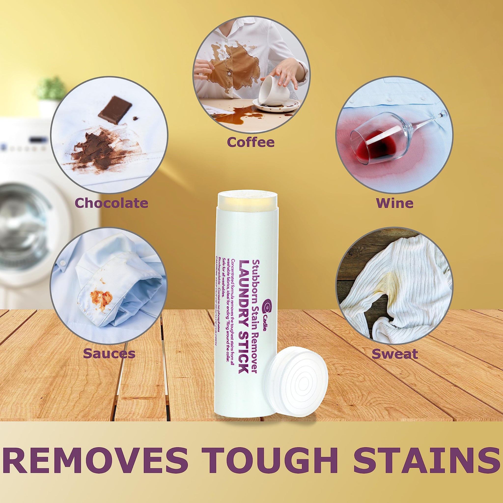 Cadie Laundry Stain Remover Stick - Pre Wash Spot Cleaner for Fabric Clothing on Cotton,Wool,Synthetics - Easy Removal