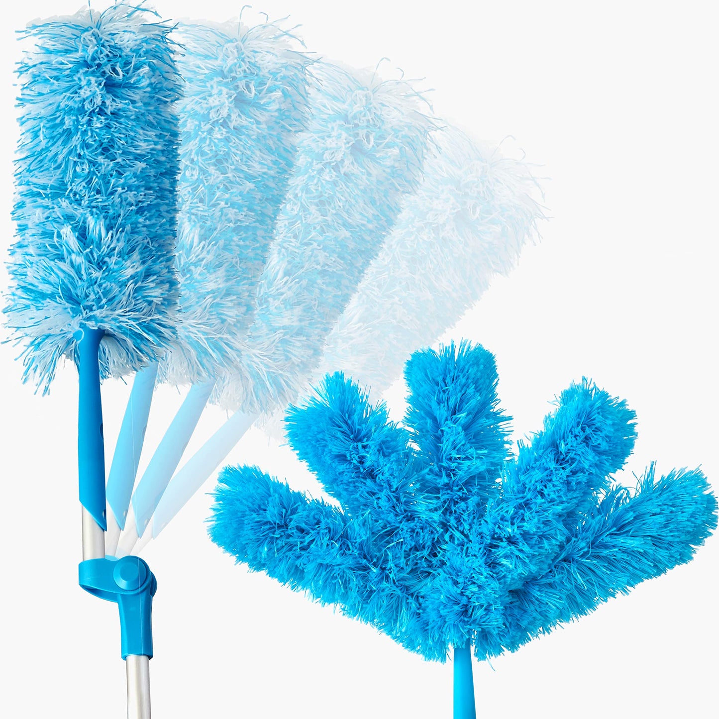 Extendable Washable Microfiber Duster and Blind Cleaner w/Pivoting Head and Extension Pole. Telescopic Arm and Flexible Heads for Easy Ceiling