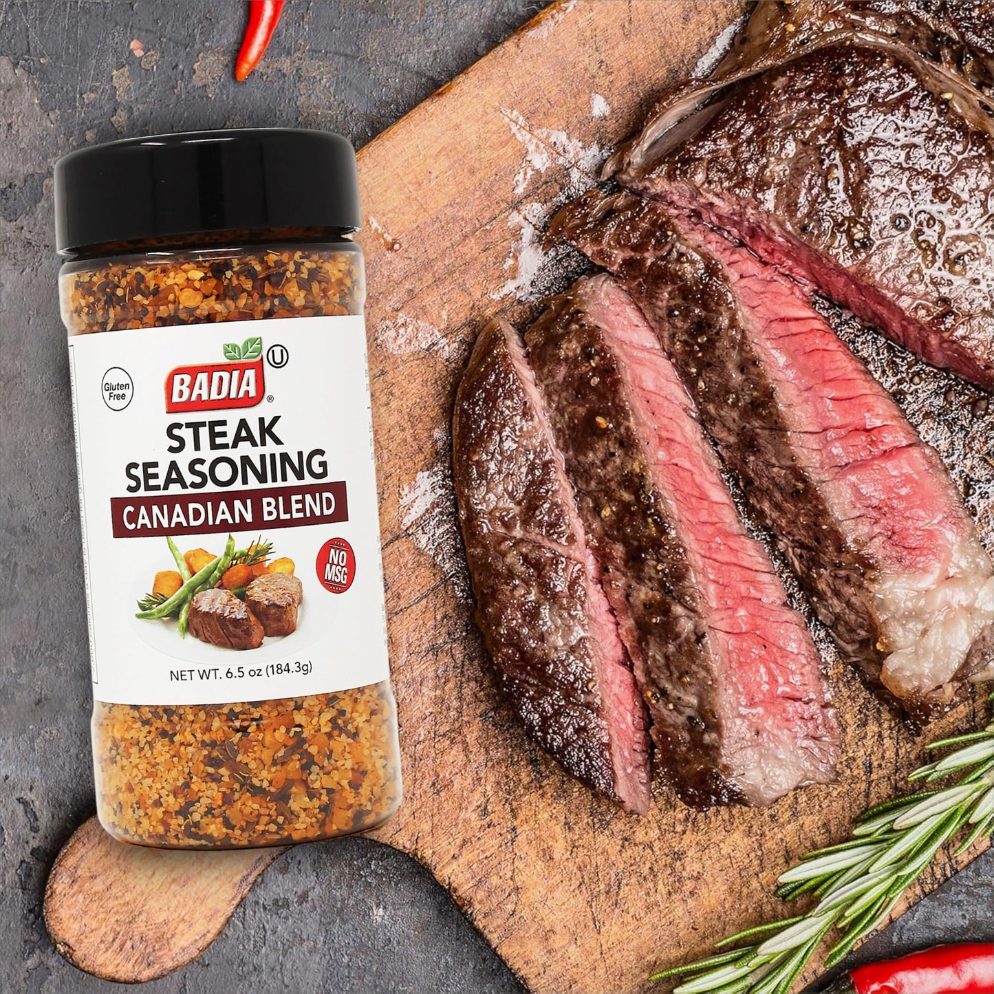 Badia Steak Seasoning Canadian Blend, 6.5 oz - Savory Salt, Garlic & Spice Mix with Paprika, Smoky Grill Rub
