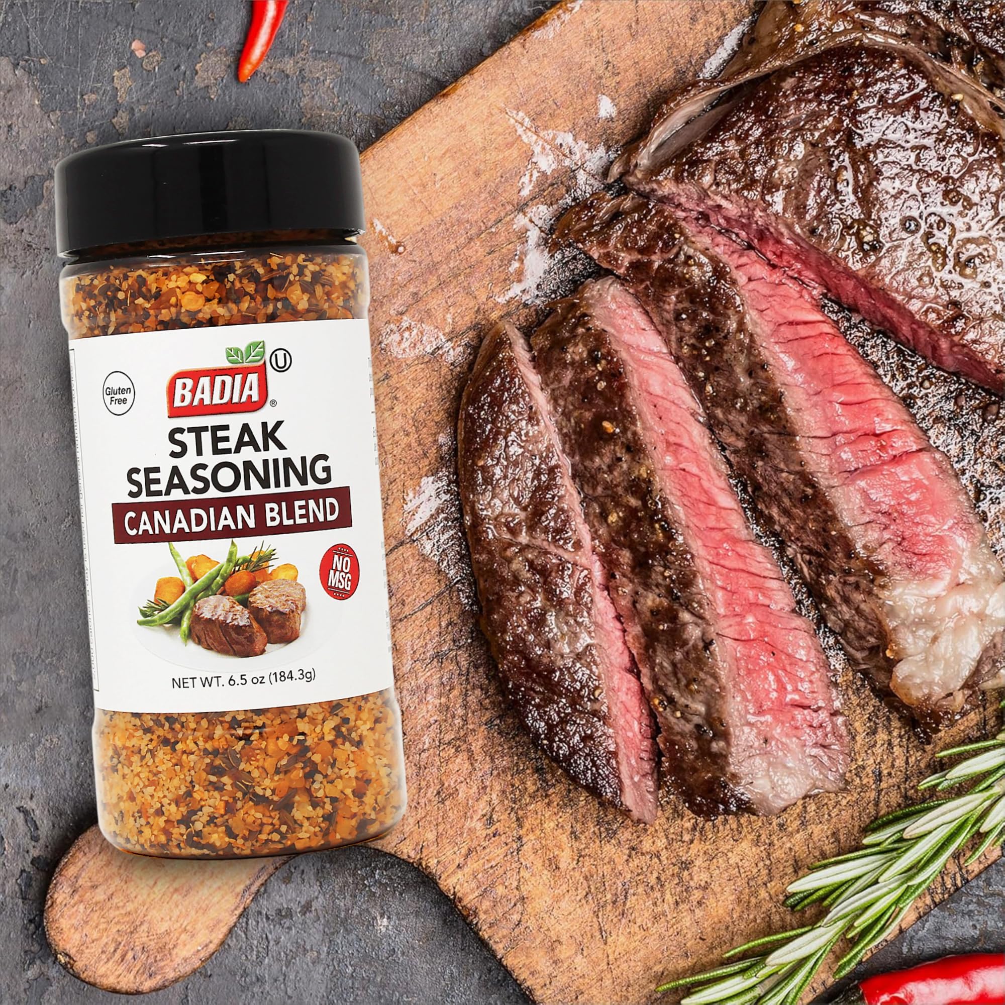 Badia Steak Seasoning Canadian Blend, 6.5 oz - Savory Salt, Garlic & Spice Mix with Paprika, Smoky Grill Rub