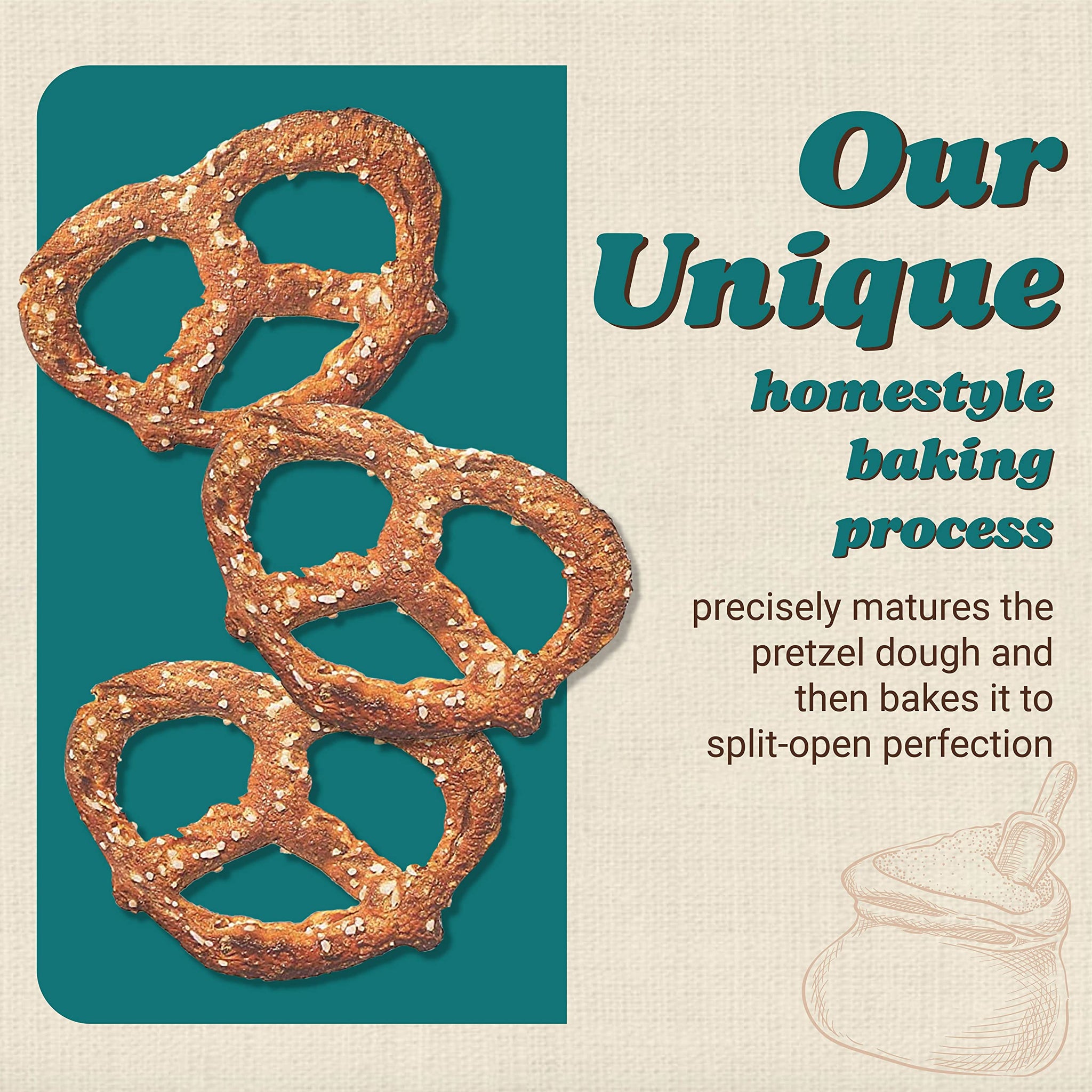 Unique Snacks - Multi Grain Splits Pretzels, Homestyle Baked, Certified OU Kosher and non-GMO, 11 oz Bag (6 pack) No artificial flavors 66 Ounce