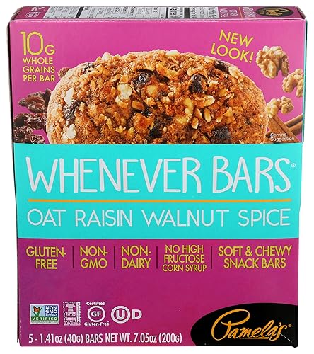 Pamela's Whenever Bars, Oat Raisin Walnut Spice, 5 ct