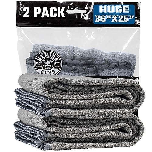 Chemical Guys Waffle Weave Gray Matter Microfiber Drying Towel 2 Pack, Huge Car Drying Towels for Faster Coverage on Paint, Glass, Wheels, and Trim